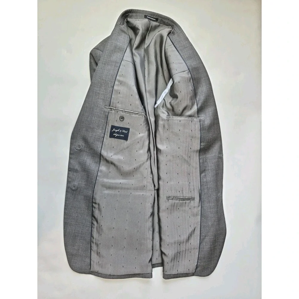 Joseph & Feiss Mens Sports Coat 44L Gray Wool 2 Button Blazer Jacket